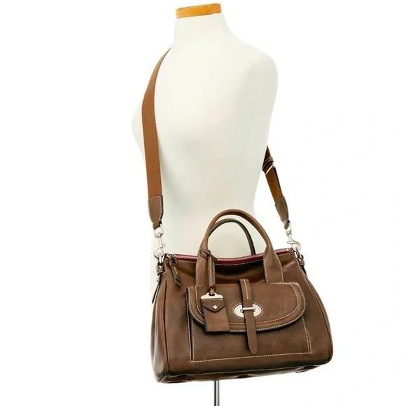 Dooney & Bourke Toscana Brown Leather Satchel Bag - Picture 3 of 16